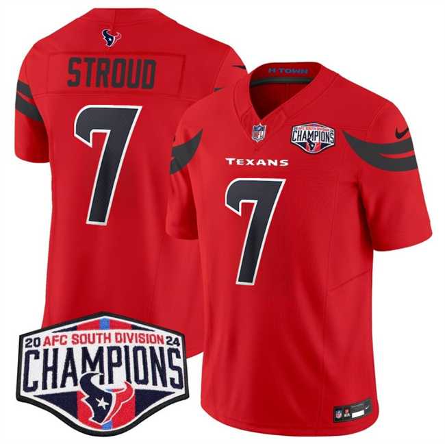 Mens Houston Texans #7 C.J. Stroud Red F.U.S.E. 2024 AFC South Division Champions Vapor Limited Stitched Jersey->houston texans->NFL Jersey